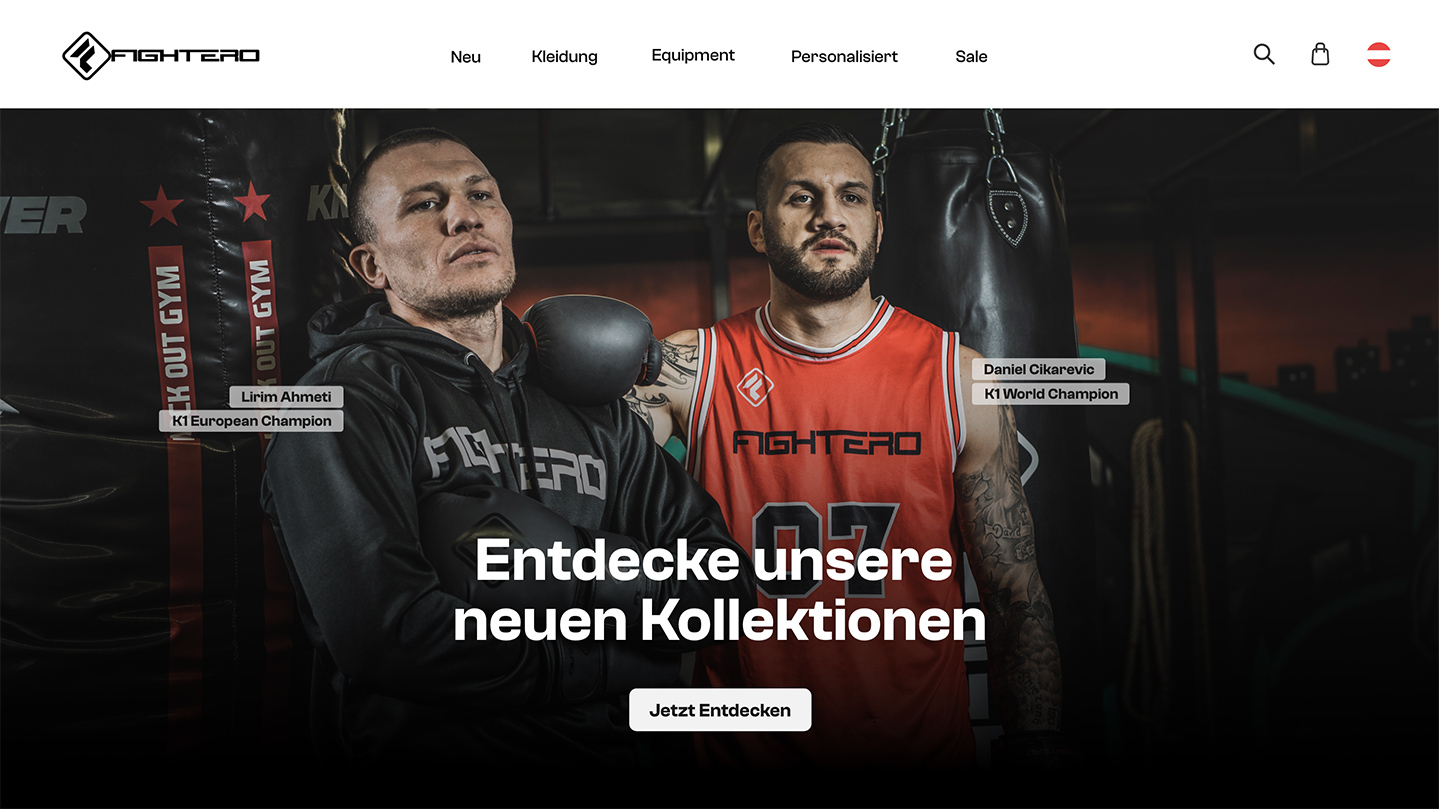 Eine Website für den Online-Shop des Kampfsportartikel-Hersteller Fightero.